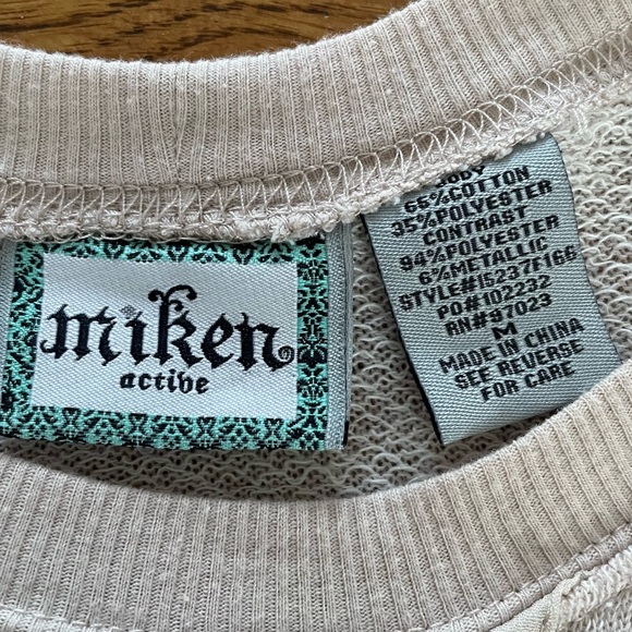 Miken Active Metallic Beige Taupe 3/4 Sleeve Sweatshirt Women’s Medium - Picture 6 of 6